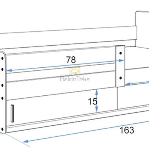 Natūrali pušis ir MDF balta/mėlyna spalva