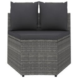 Sofos komplektas su pagalvėlėmis, 7 dalių, pilkas, poliratanas - Foteliai, sofos
