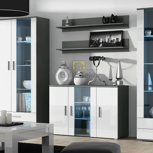 Modern LMDP/LMDF Cabinet in Matte Gray and Glossy White