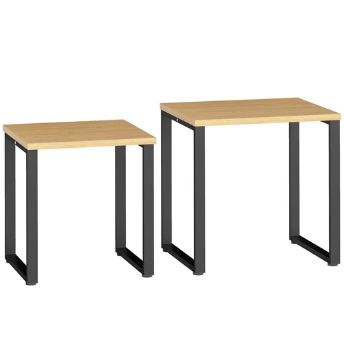 Šoniniai staliukai, 2 vnt, Ąžuolo/juodi, 60 × 50 × 60 cm; 50 × 50 × 54 cm