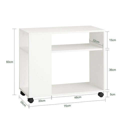 Šoninis staliukas ant ratukų 70x35x60cm., baltos/juodos spalvos - Šoniniai staliukai