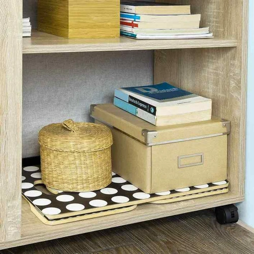 Šoninis staliukas ant ratukų 70x35x61cm., šviesiai rudos/juodos spalvos - Šoniniai staliukai