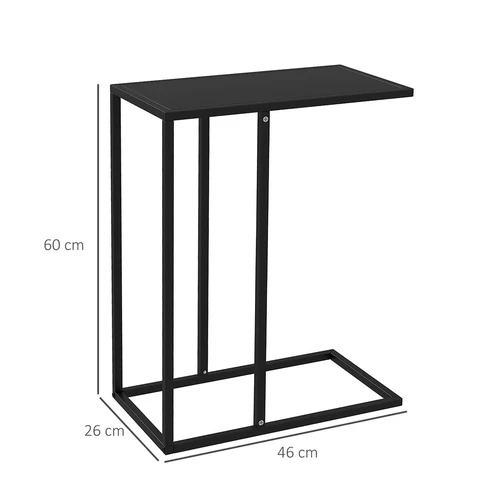 C formos staliukas prie sofos ar lovos – juodas, 46×26×60 cm