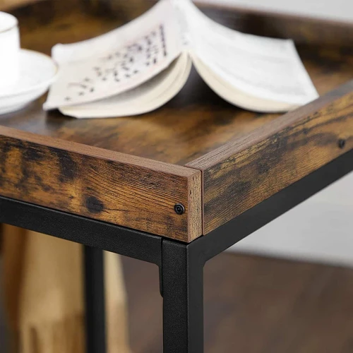 Stilingas ruda-juodas šoninis staliukas