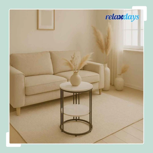 Šoninis staliukas Relaxdays, 2 lentynos, Ø 40 × 56 cm - Šoniniai staliukai