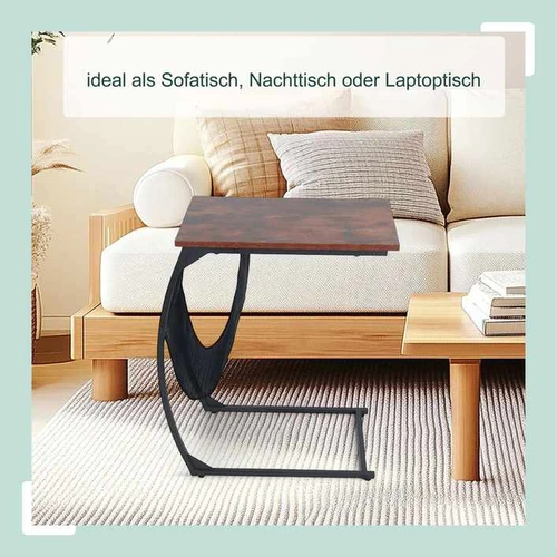 Šoninis staliukas Relaxdays, su žurnalų lentynėle, 51 × 64 × 35 cm - Šoniniai staliukai