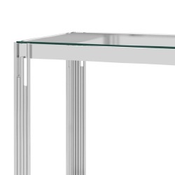 Šoninis staliukas, sidabrinis, 120x40x78cm, plienas ir stiklas - Konsolės