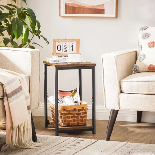 VASAGLE staliukas su 2 šoninėmis lentynomis