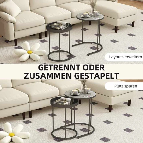 Šoninių staliukų komplektas, 2 vnt, Pilka/juoda - Šoniniai staliukai