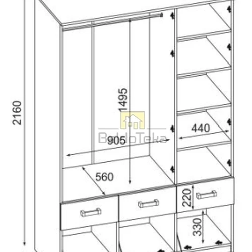 Stilinga spinta 140x216x60 cm, 18 mm LMDP, spalva pagal pageidavimą