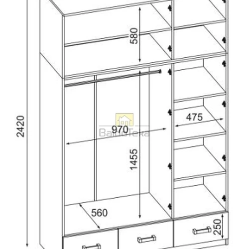 Erdvi spinta 150x242x60 cm, 18 mm LMDP