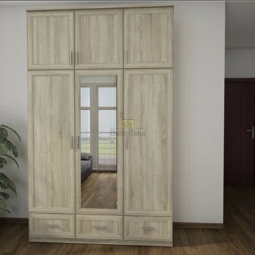 Erdvėta 242 cm aukščio spinta su sonoma apdaila