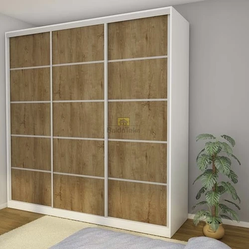 Moderni 240 cm spinta su lefko ąžuolo detalėmis