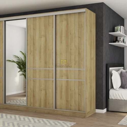 Moderni ąžuolo Riva spalvos spinta su plonu dizainu