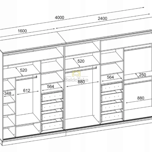 Aukšta 244 cm spinta su ąžuolo Riva ir sidabro akcentais