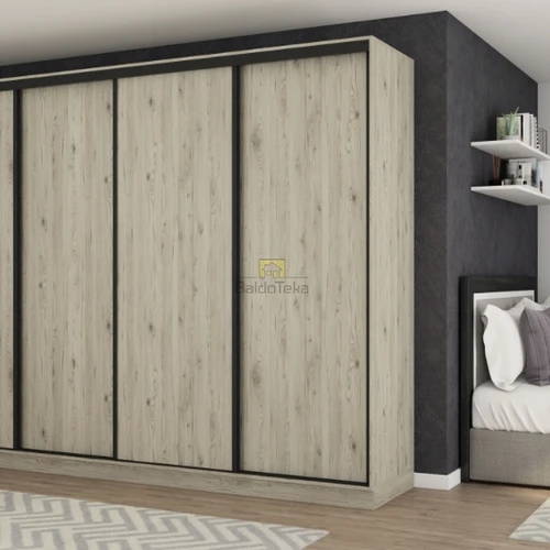 Moderni juoda spinta su ąžuolo Wotan dekoru ir 18 mm LMDP