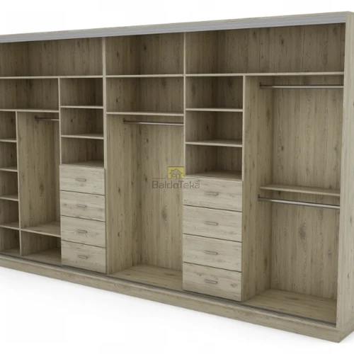 Plati 400 cm spinta su grafitiniais rėmeliais ir ąžuolo Wotan spalva