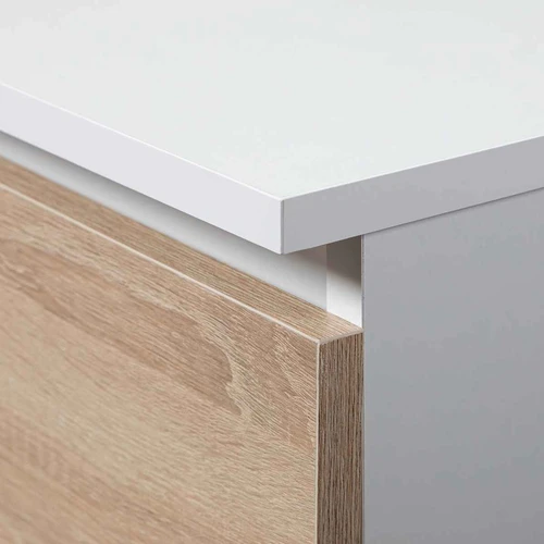 Spinta AKORD S90, 2 durų ir 2 stalčiai, baltos/rudos spalvos, 90 × 180 × 51 cm - Spintos, spintelės