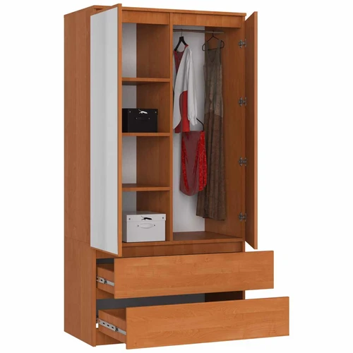 Spinta AKORD S90, 2 durų ir 2 stalčiai, rudos spalvos, 90 × 180 × 51 cm - Spintos, spintelės