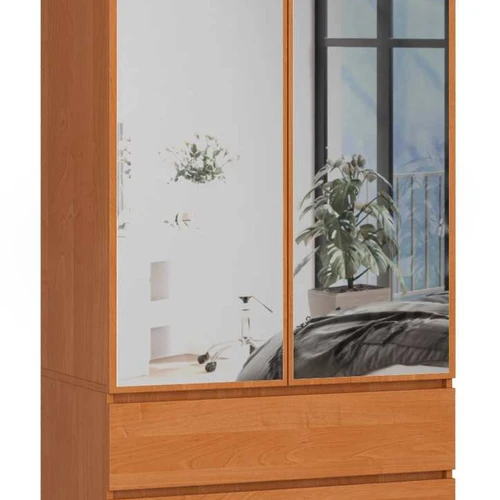 Spinta AKORD S90, 2 durų ir 2 stalčiai, rudos spalvos, 90 × 180 × 51 cm