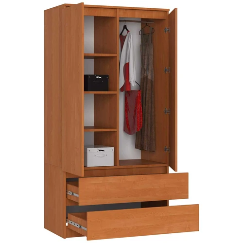 Spinta AKORD S90, 2 durys, 2 stalčiai, rudos spalvos, 90 × 180 × 51 cm - Spintos, spintelės