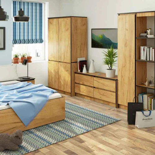 Spinta AKORD S90, 4 durų ir 4 lentynų, ąžuolo spalvos, 90 × 180 × 51 cm - Spintos, spintelės