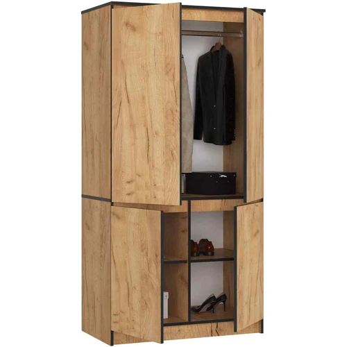 Spinta AKORD S90, 4 durų ir 4 lentynų, ąžuolo spalvos, 90 × 180 × 51 cm - Spintos, spintelės