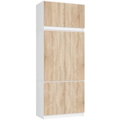 Spinta AkordV2 S90, 6 durų, baltos/rudos spalvos, 90 × 235 × 51 cm