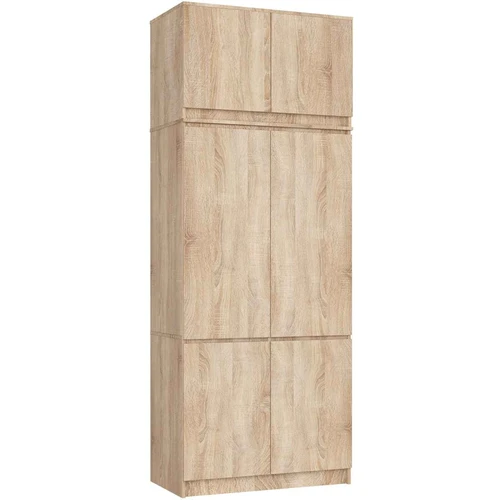 Spinta AkordV2 S90, 6 durų ir 6 lentynų, rudos spalvos, 90 × 235 × 51 cm
