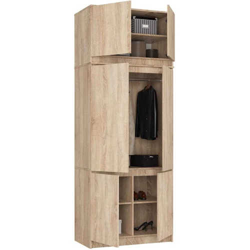 Spinta AkordV2 S90, 6 durų ir 6 lentynų, rudos spalvos, 90 × 235 × 51 cm - Spintos, spintelės