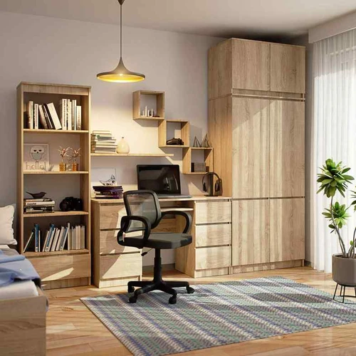 Spinta AkordV2 S90, 6 durų ir 6 lentynų, rudos spalvos, 90 × 235 × 51 cm - Spintos, spintelės