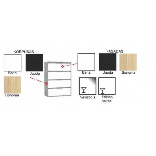 Spinta AS 012-200 su įvairiomis fasado spalvomis