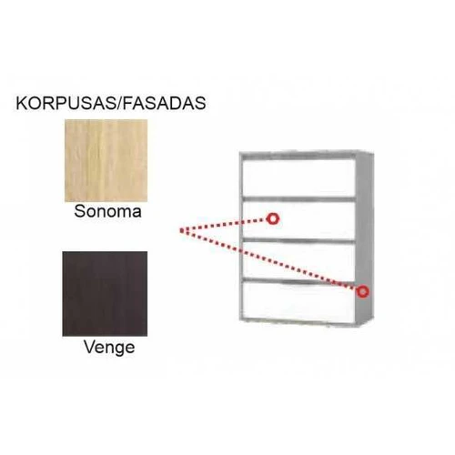 Aukšta spinta 198 cm su wenge arba Sonoma fasadu