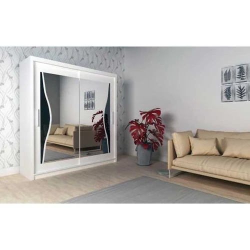 Plati 180 cm spinta su veidrodžiu ir juoda fasado spalva