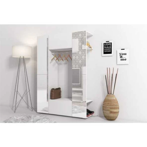 Spinta CUBE balta + balta matinė su veidrodžiu