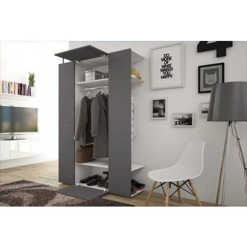 Didelė spinta balta ir grafito spalvų derinys, 190 cm aukščio