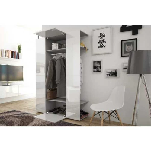 Blizgi baldai pilka-balta spalva