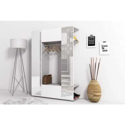 Spinta CUBE pilka + balta matinė su veidrodžiu