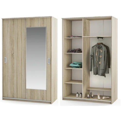 Drabužių spinta KOMFORT: talpi, patogi, su veidrodžiu ir stumdomomis durimis