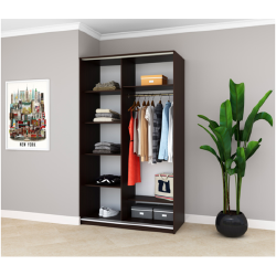 Moderni drabužių spinta KOMFORT: 3 spalvos, veidrodis, stumdomos durys