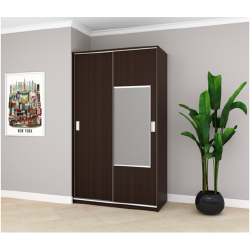 Drabužių spinta KOMFORT: stumdomos durys, veidrodis, talpios lentynos