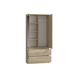 Talpi 90 cm spinta su 4 lentynomis ir drabužių pakaba