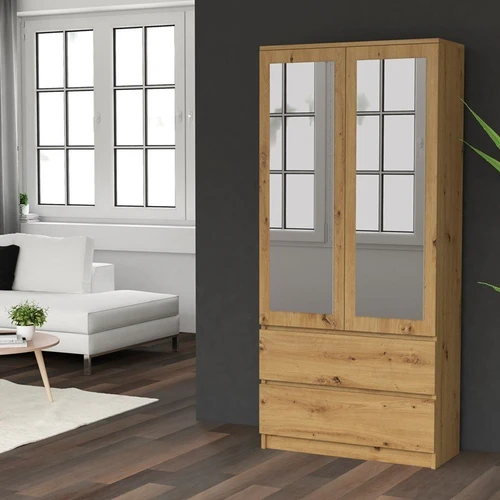 Tvarkinga spinta su 2 stalčiais ir 4 lentynomis