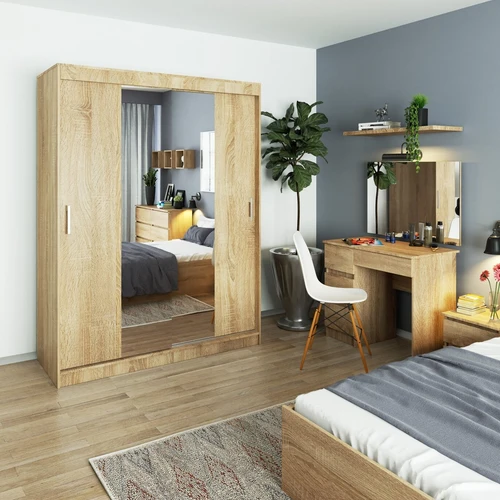 Šilto ąžuolo atspalvio spinta su metaliniu strypu