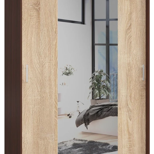 Spinta NORE CLP 150 su veidrodžiu, tamsiai rudos/ąžuolo spalvos