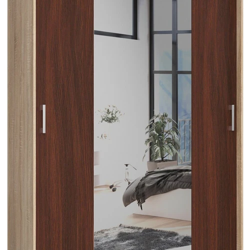 Spinta NORE CLP 150 su veidrodžiu, tamsiai rudos/ąžuolo spalvos