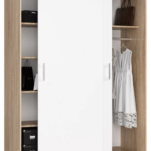 Minimalistinė drabužių spinta su Sonoma ąžuolo rėmu