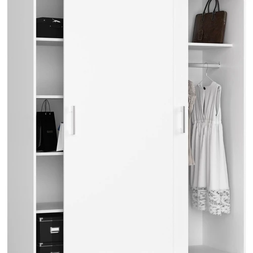 Aukštos kokybės balti baldai su stumdomomis durimis