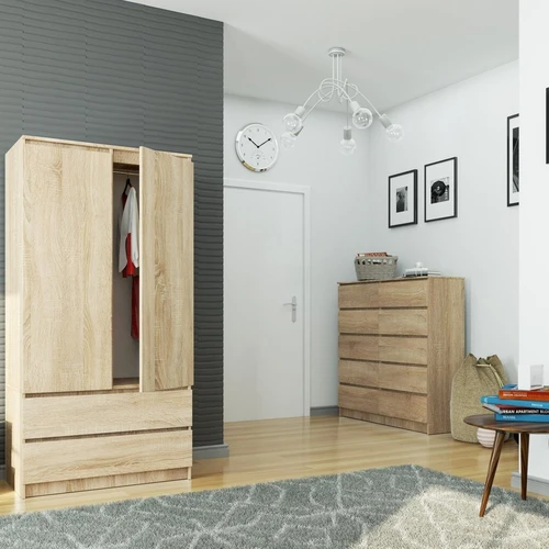 Universalus dviejų durų spinta su talpiais stalčiais