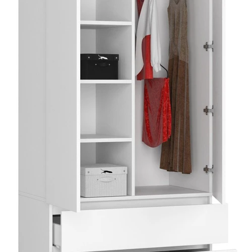 Klasikinė balta spinta su didelė talpa ir funkcionalumu